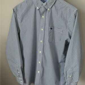 Chaps Men's Shirt Long Sleeve Button Down Blue Stripe Oxford Easy Care Size M